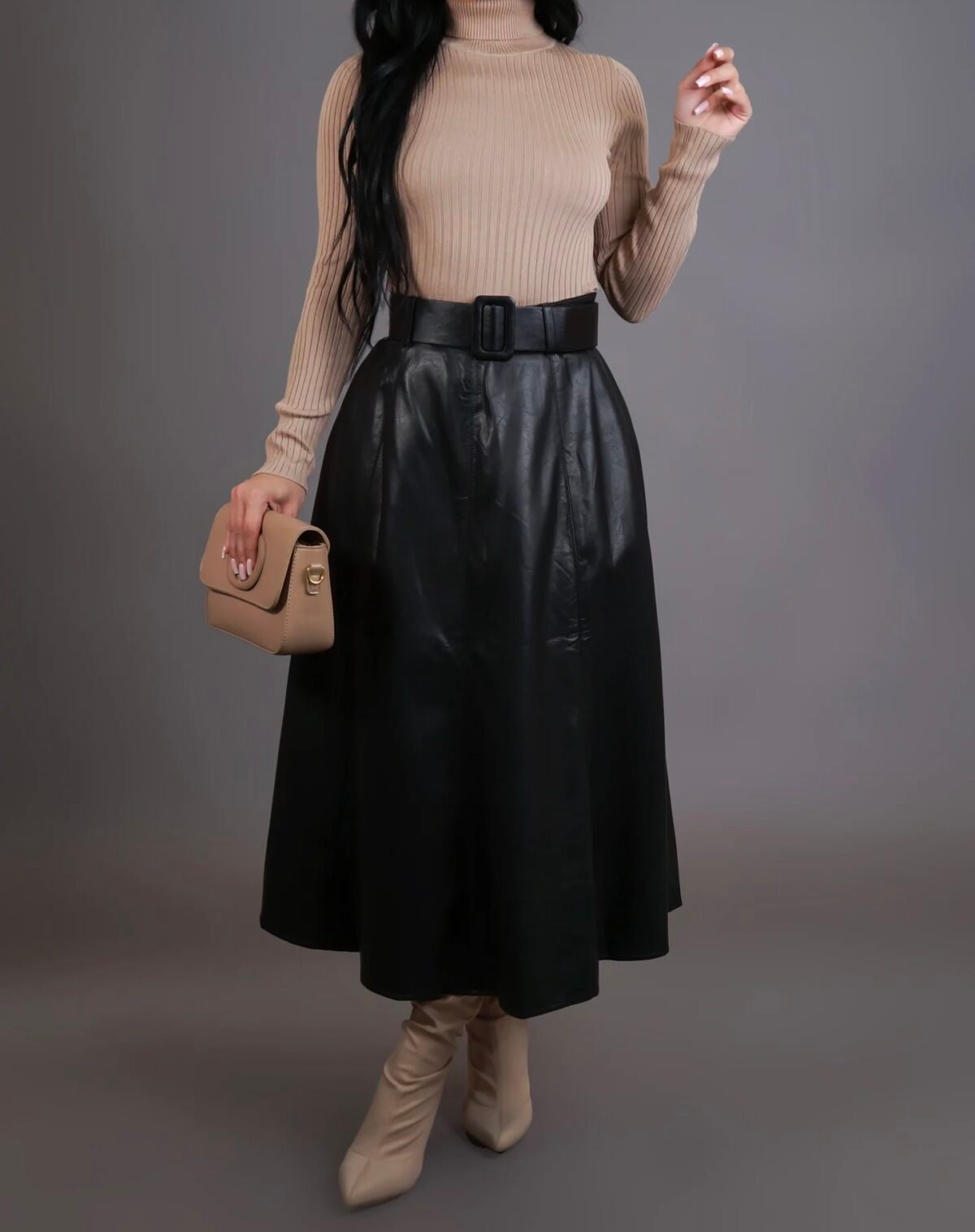 Black Faux Leather Skirt