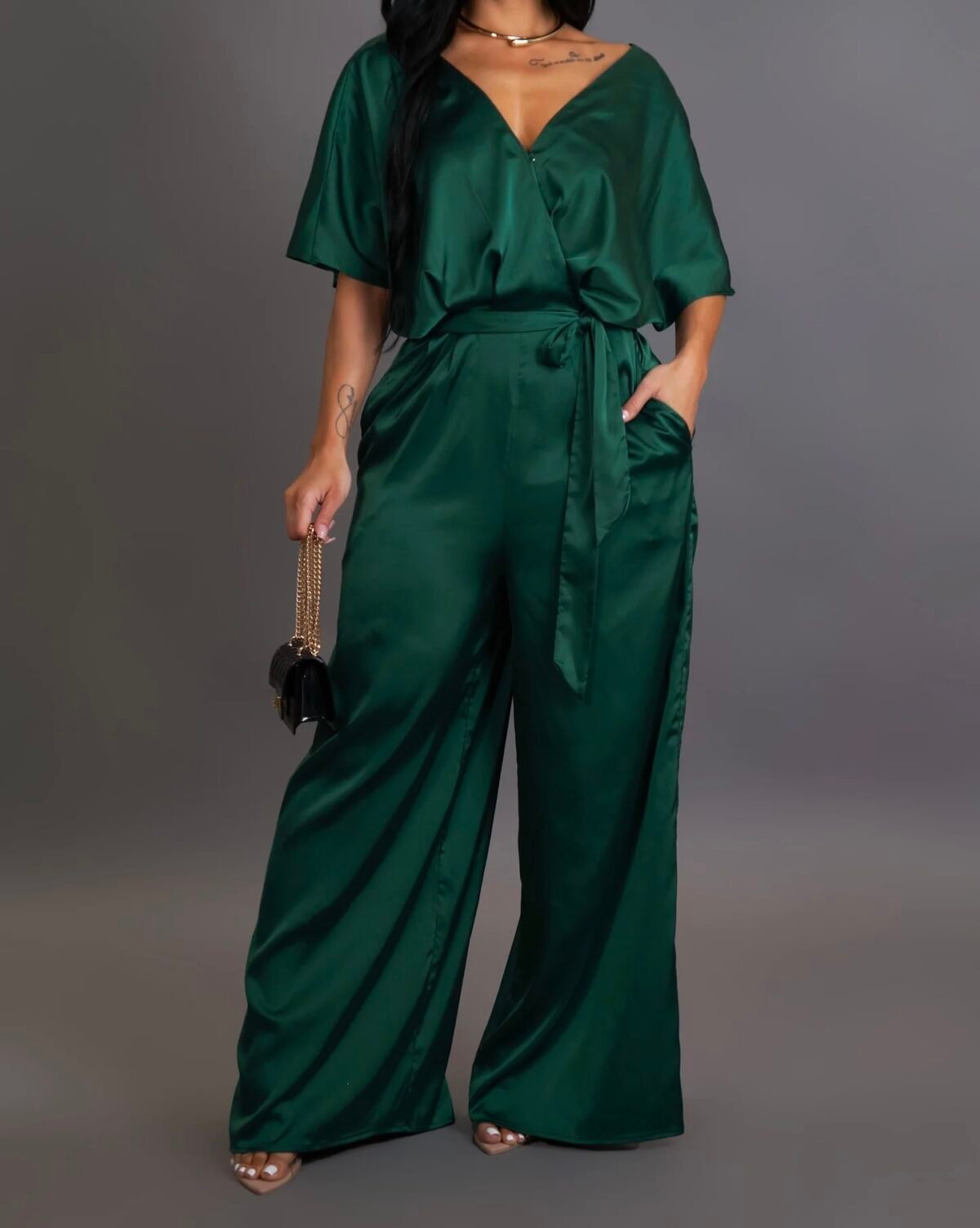 Satin Green Jumpsuit